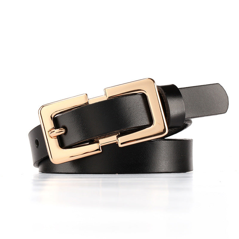 Retro Ladies Cowhide Leather Pin Buckle Belt Thin Simple Wild Belt Women Decoration Green Wholesale