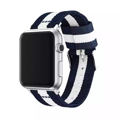 Canvas Watch Band with Silver Buckle - Compatible with Apple Watch