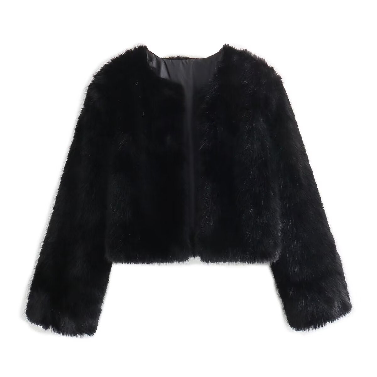 Polyester Imitation Fur Women's Short Cardigan Coat