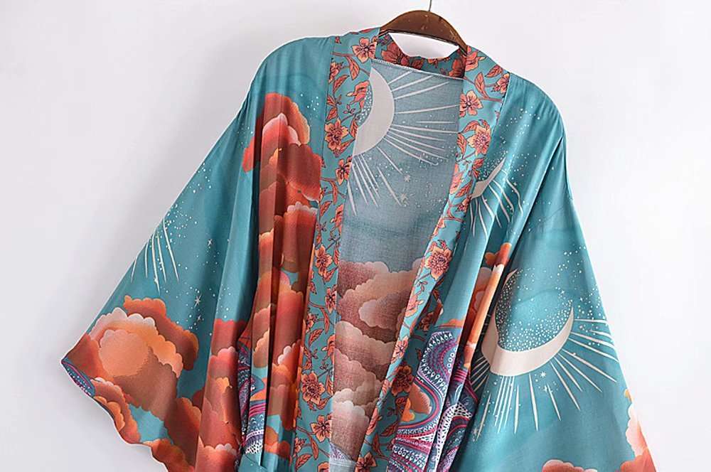 Womens Ladies Green Kimono Robe Gown Cover