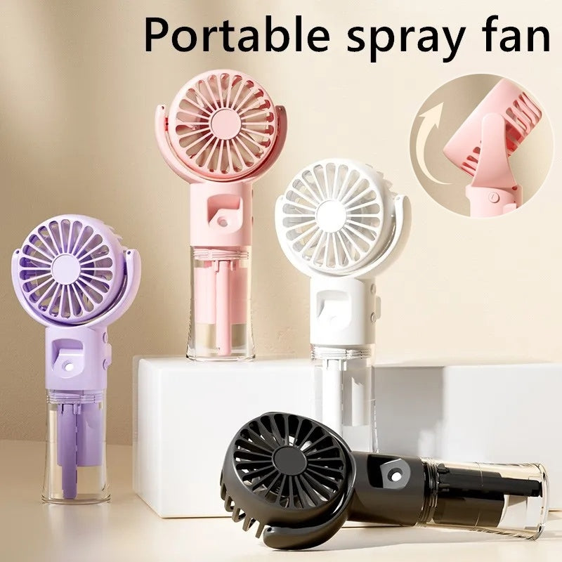 Portable Handheld Spray Fan - 4-Speed USB Cooling Mist Fan for Instant Refreshment - Mallora Shop