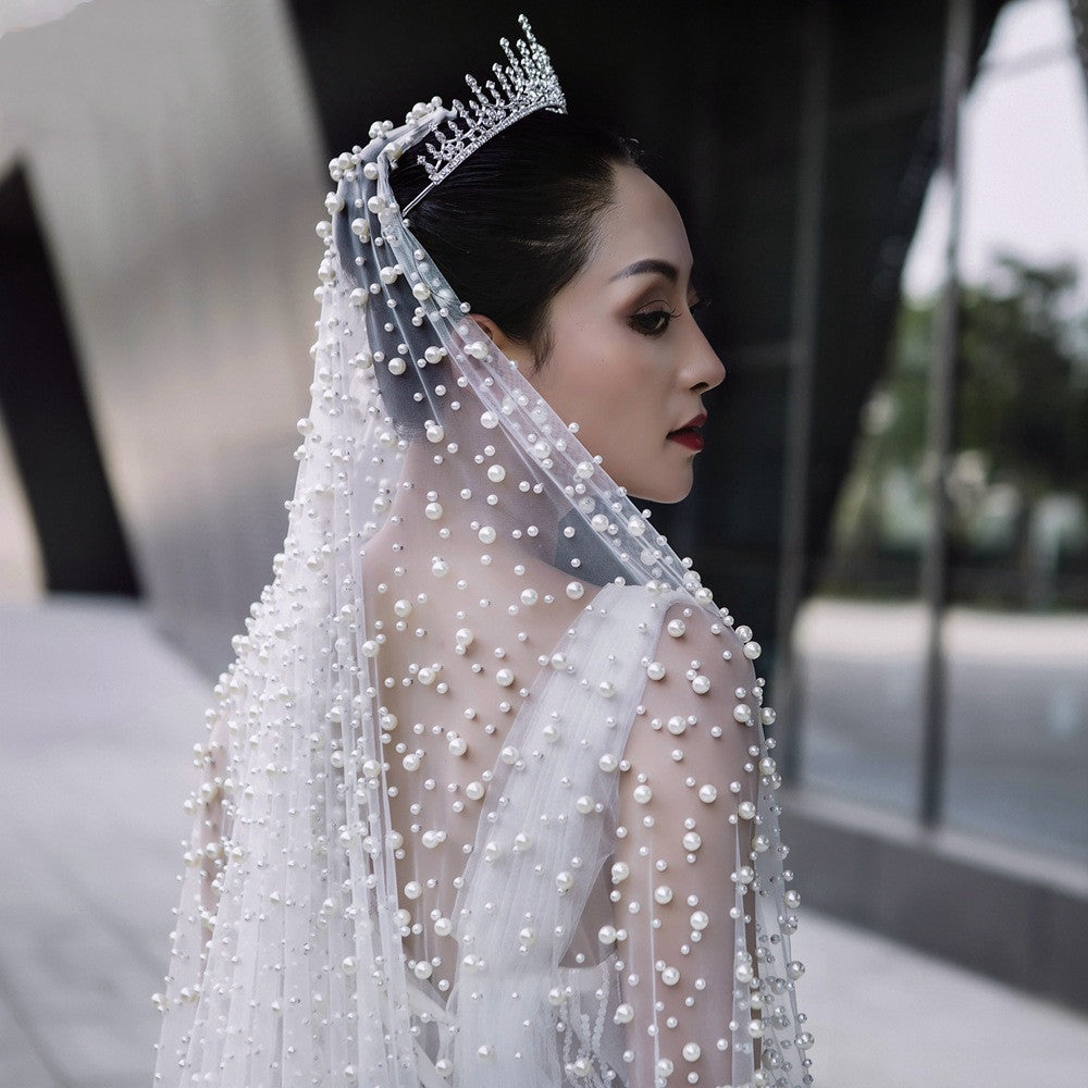 Luxury Heavy Industry Bridal Pearl Veil