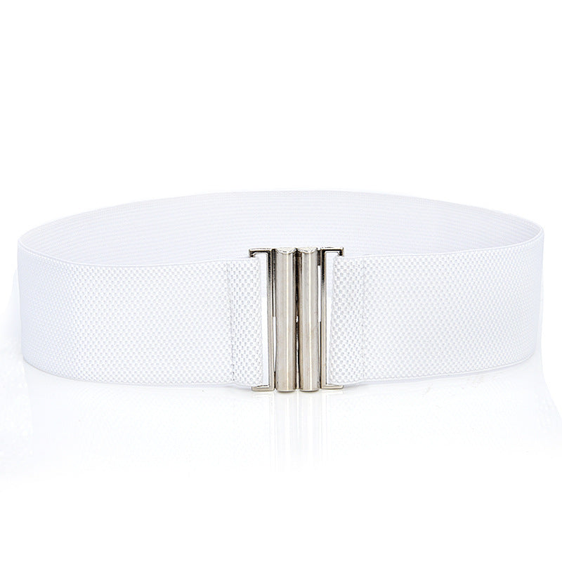 Elastic Elastic Silver Buckle Wide Belt Decorated Skirt Accessories