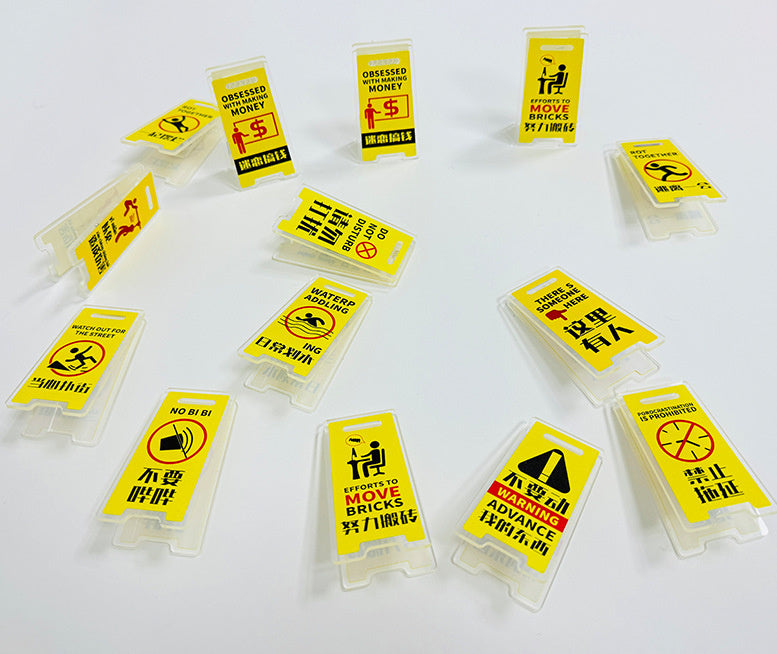 Creative Acrylic Warning Sign Clip Ins Style