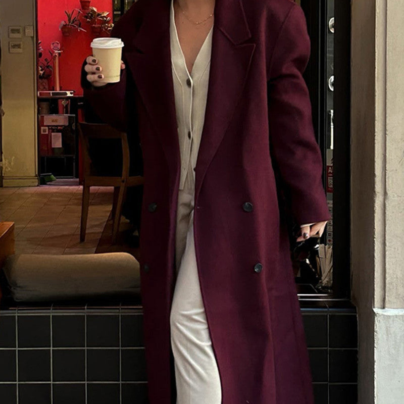 Wine Red Long Lapel Blazer