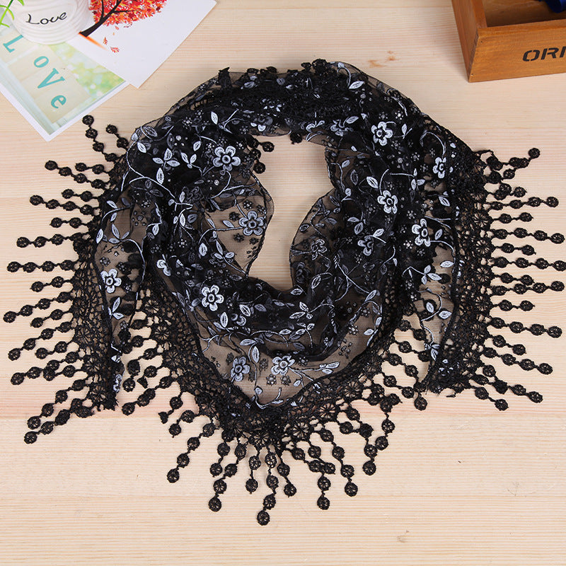 Women's New Creative Lace Fringed Silk Scarf