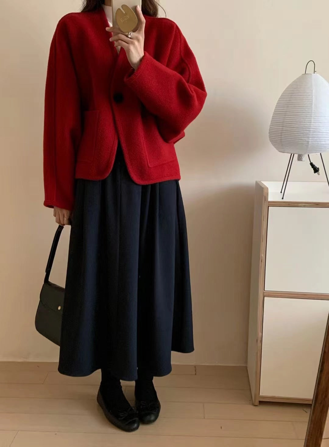 Korean Round Neck Woolen Coat