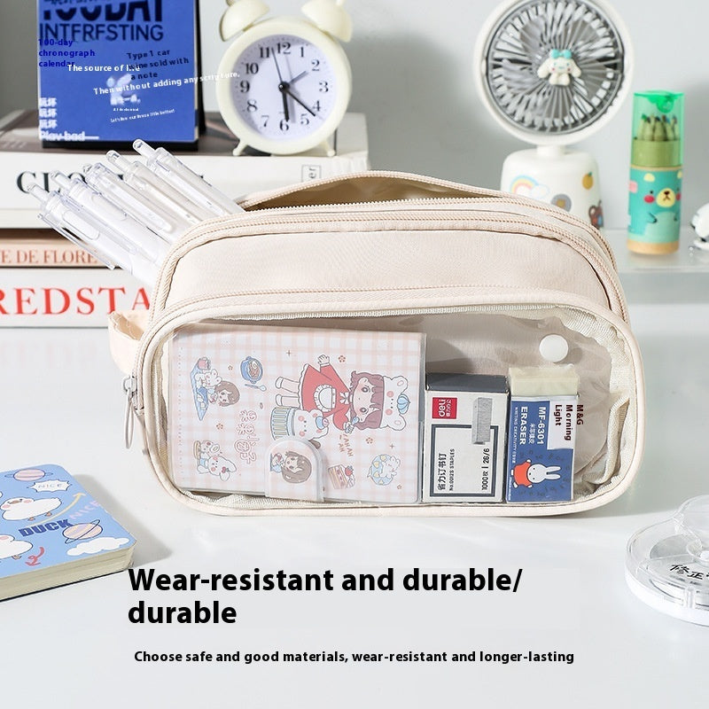 Transparent Pencil Case INS Style Milk Salty Series Carrying Case Large Capacity Waterproof