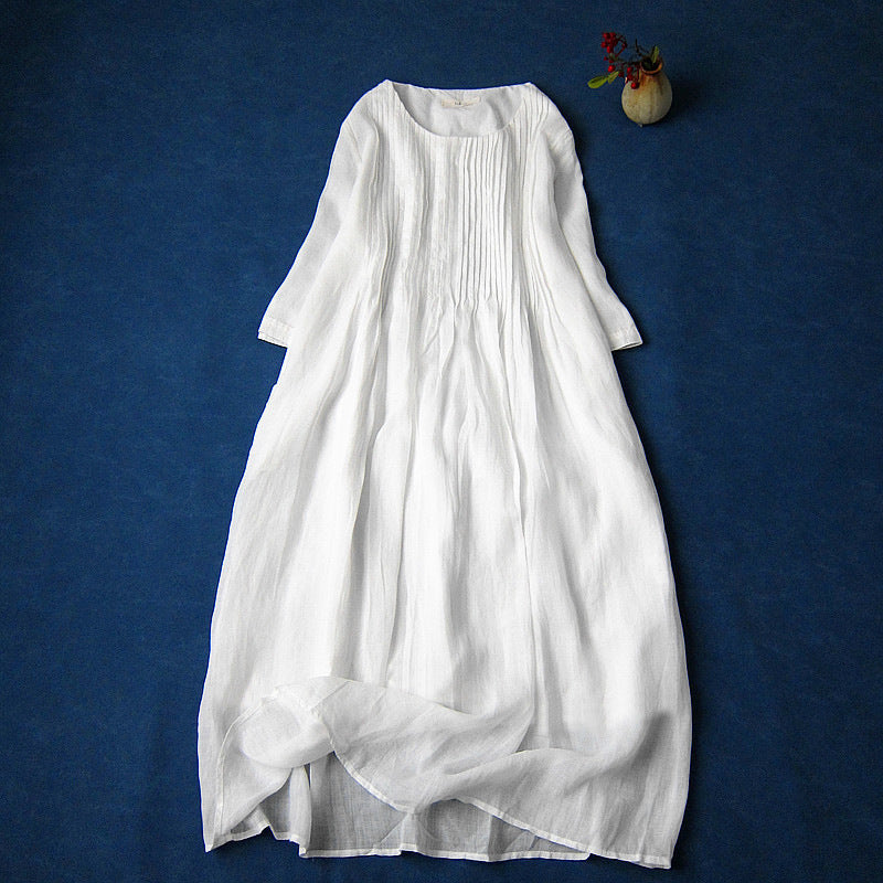 Mid-length White Slim Robe Spring And Summer Linen Skirt