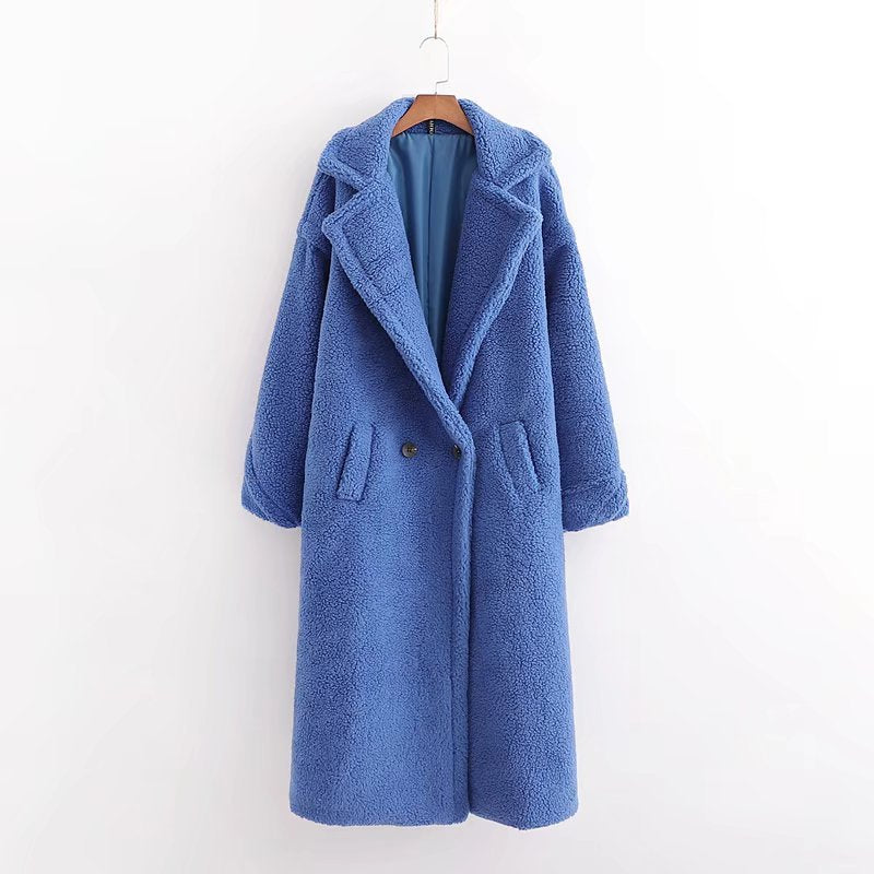 Women's Artificial Teddy Long-sleeved Thickened Thermal Long Coat