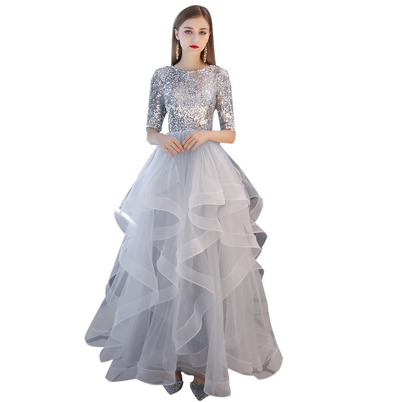 Evening Dress Skirt Women Fashion Banquet French Sequins Long Mori Series