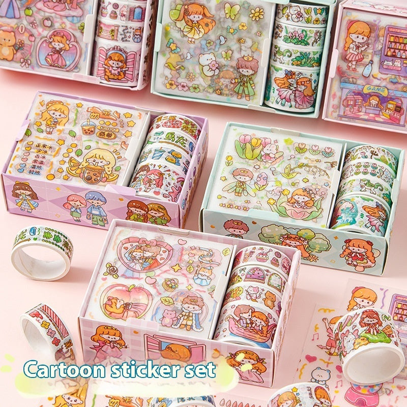 Cute Tape Sticker Gift Box Cartoon Stickers Suit Children's Film Sticker