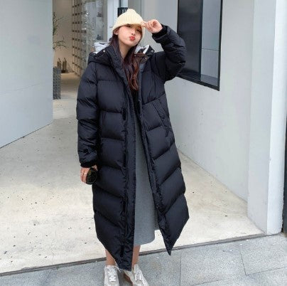 Woman Korean-style Mid-length Over-the-knee Down Cotton-padded Coat