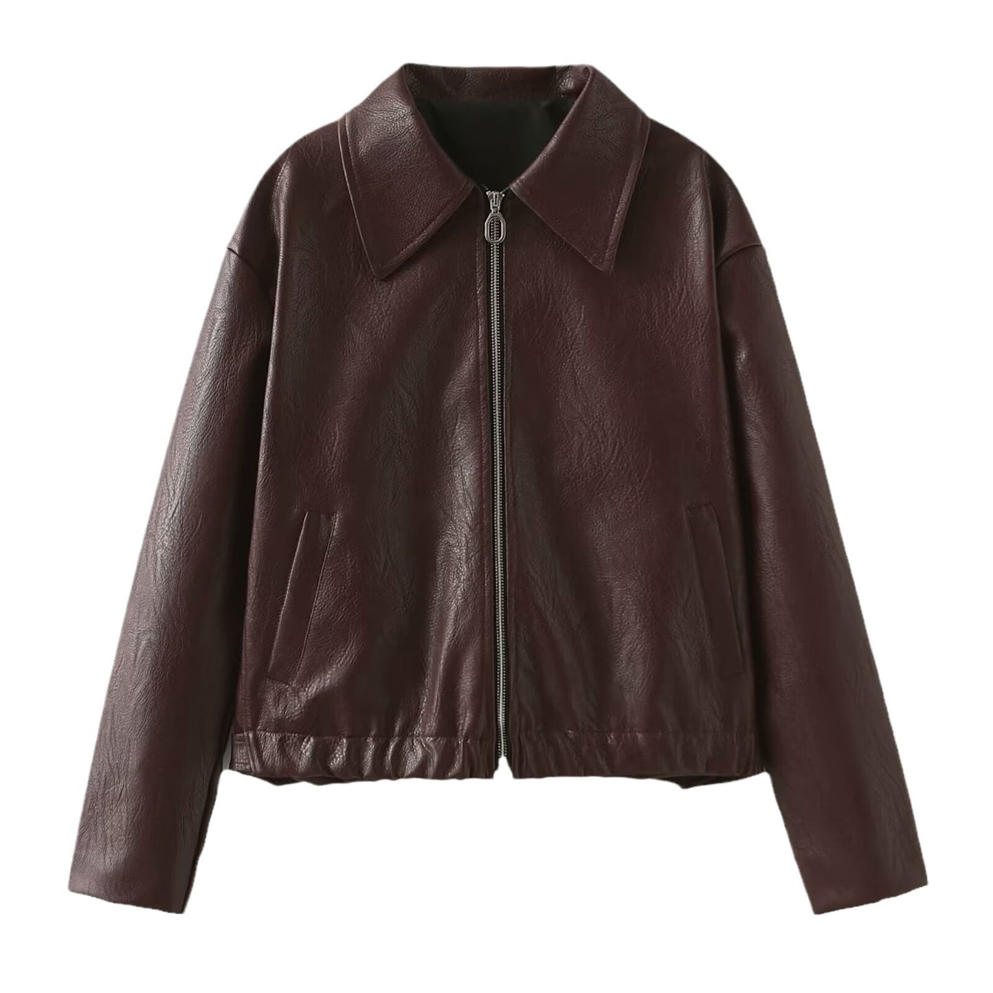 Women Casual Long Sleeve Leather Jacket