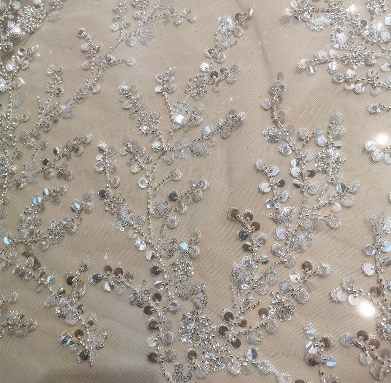 Crystal Sequin Embroidered Transparent Clothing Fabric