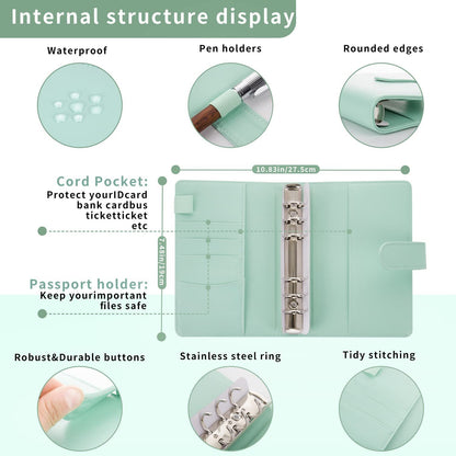 Macaron Loose-leaf Leather Notebook with Zipper Wallet