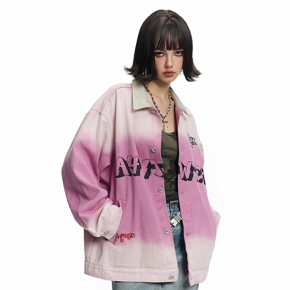 Tie-dyed Gradient Denim Clothing Loose Jacket