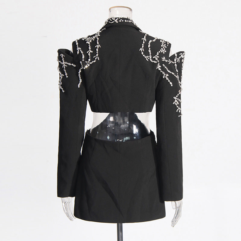 Female High-end Nail Drill Backless Hollow Out Jacket