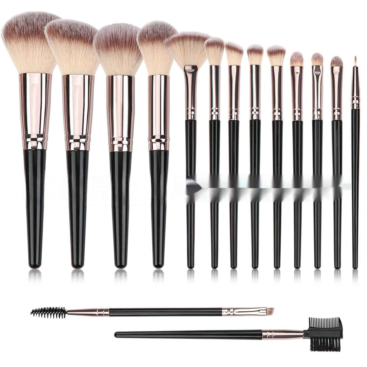 Black Makeup Brush Set Foundation Eyeshadow Highlight