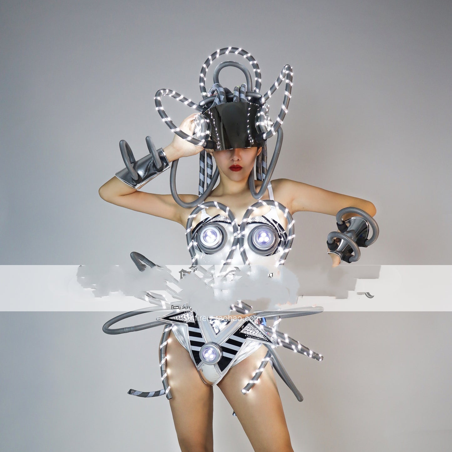 Cyberpunk Performance Suit Luminous Led Silver