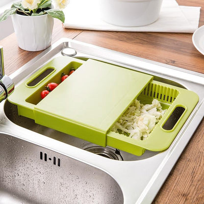 Multifunctional Kitchen Chopping Block with Drain Basket for Effortless Meal Prep - Mallora Shop