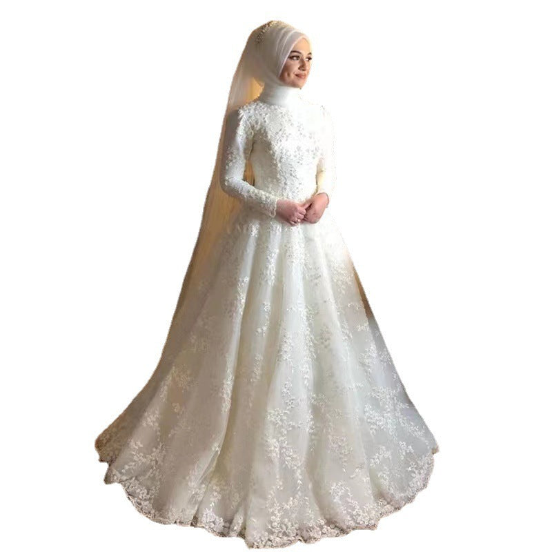 Long Sleeve White Dignified Wedding Dress