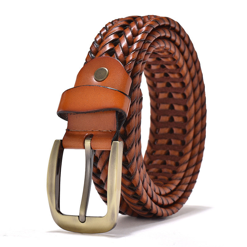 Hand Woven Belt Men's Vintage Breathable Pin Buckle