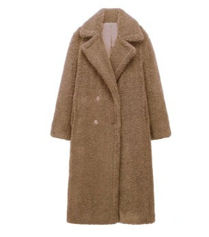 Women's Large Lapel Thickened Lamb Sweater Coat