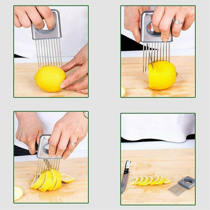 Stainless Steel Onion Holder Slicer - Vegetable Cutter Gadget - Mallora Shop