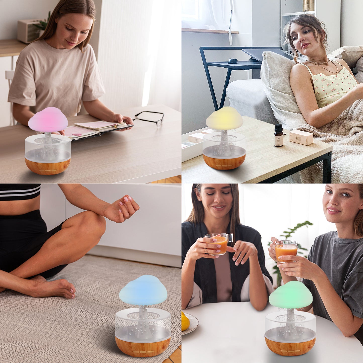 Raining Cloud Humidifier with Night Light and Aromatherapy Features - Mallora Shop