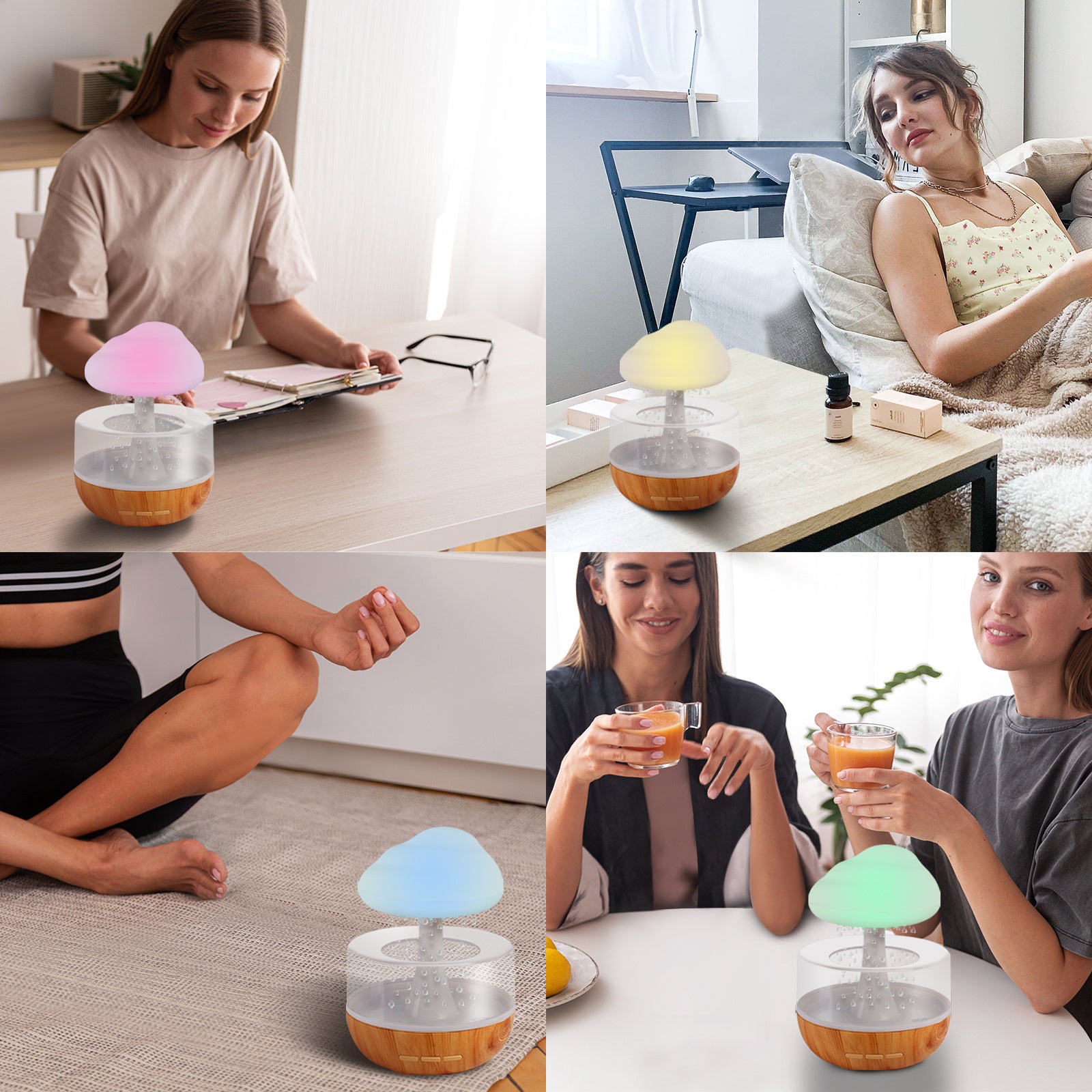 Raining Cloud Humidifier with Night Light and Aromatherapy Features - Mallora Shop