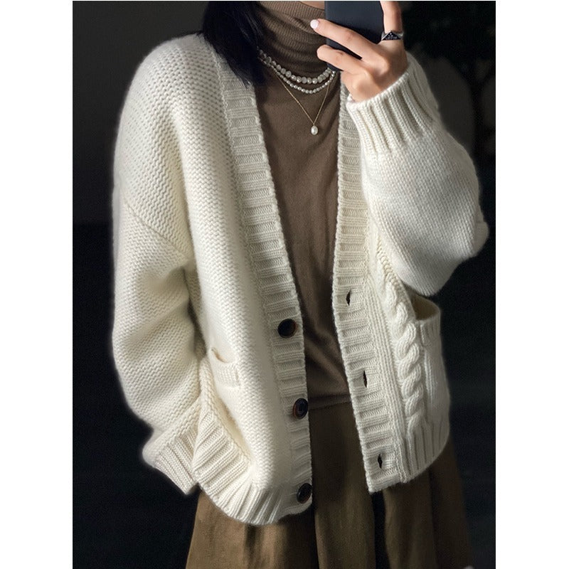 Women's Cashmere Twist Knit Sweater Jacket