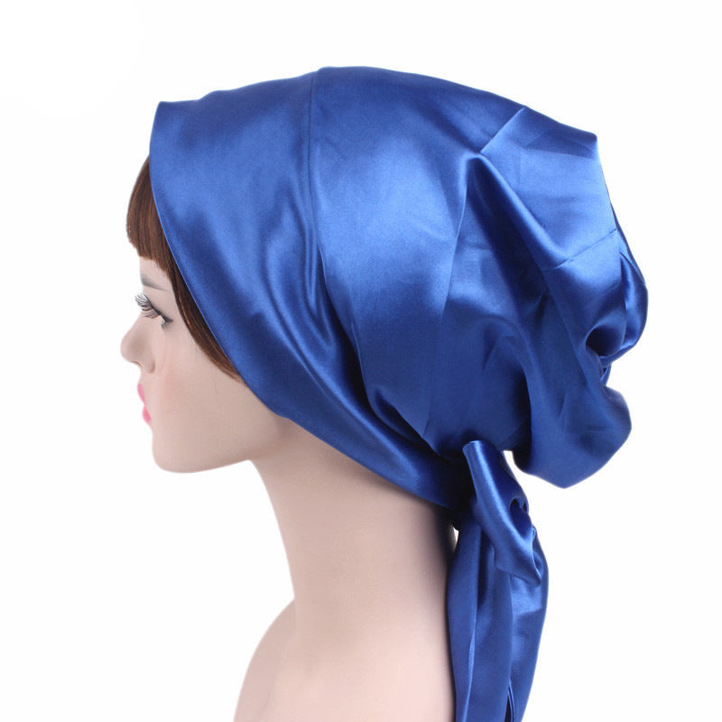 Satin Print Ribbon Bow Turban Hat