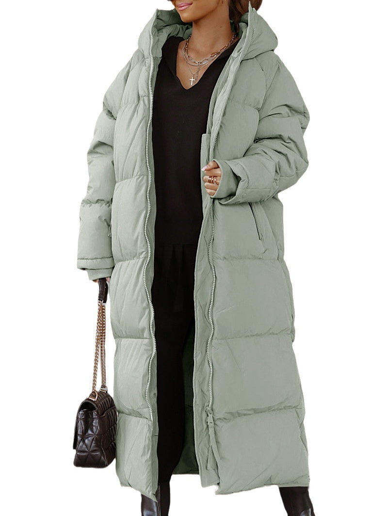 Women Hooded Long Casual Zip Coat