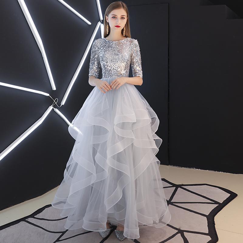 Evening Dress Skirt Women Fashion Banquet French Sequins Long Mori Series