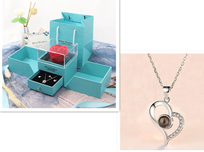 Metal Rose Jewelry Gift Box Necklace for Elegant Gifting