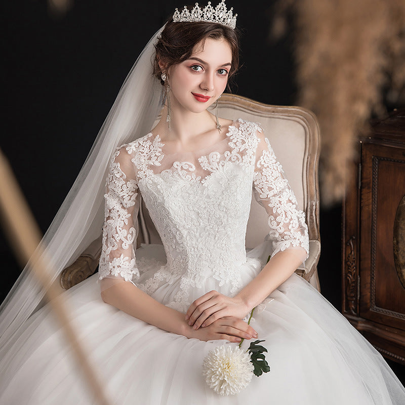 One-shoulder Dream Slim Sleeve Lace Bride