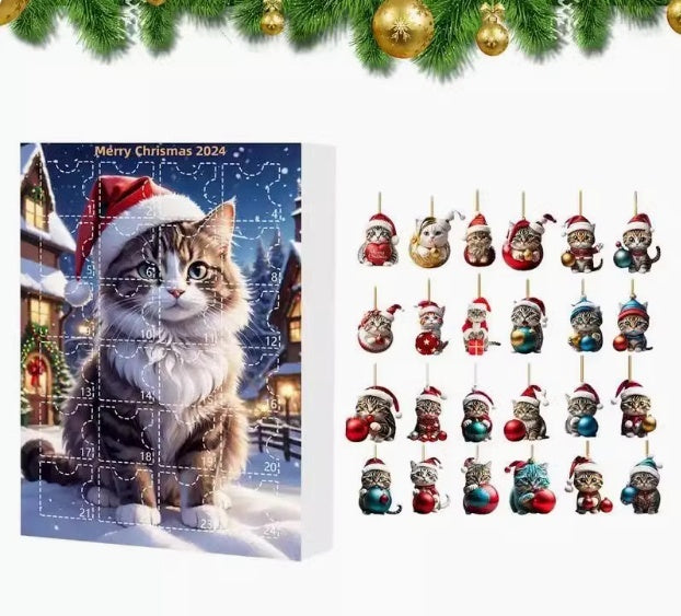 Cute Christmas Advent Cat Countdown Acrylic Calendar