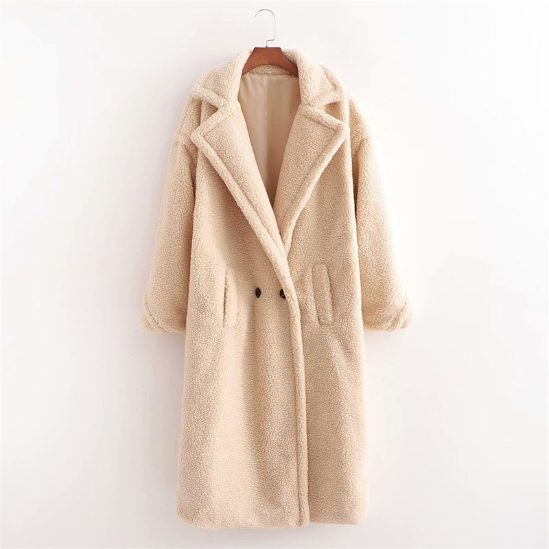 Women's Artificial Teddy Long-sleeved Thickened Thermal Long Coat