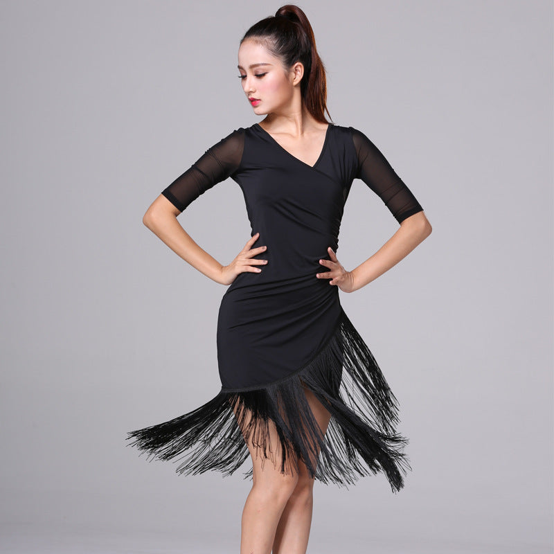 Ice Silk Fringed Dance Skirt Training Dance Performance Costume