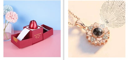 Metal Rose Jewelry Gift Box Necklace for Elegant Gifting