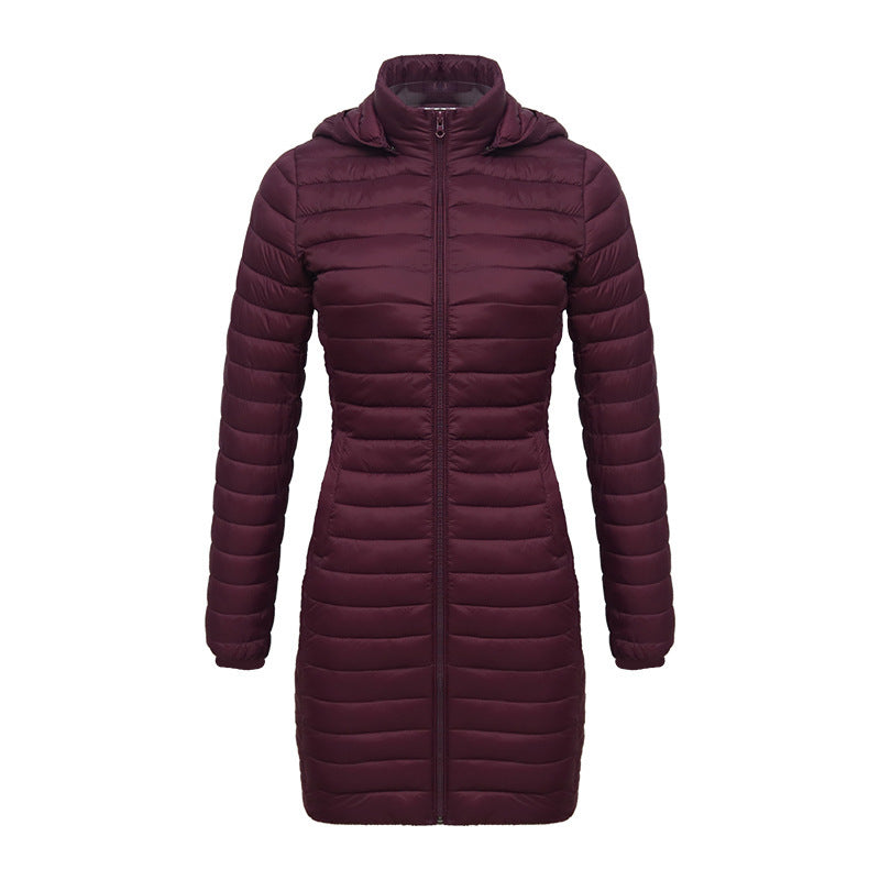 Women Lightweight Mid-length Slim-fit Cotton-padded Jacket