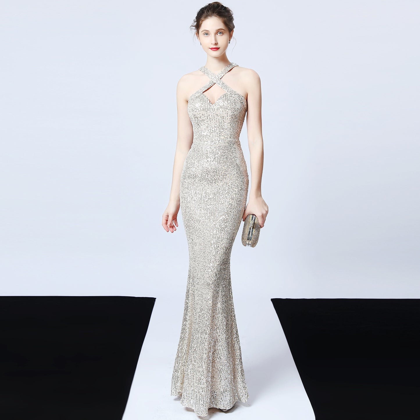 Sequined Party Dress Long Banquet Slim Fishtail