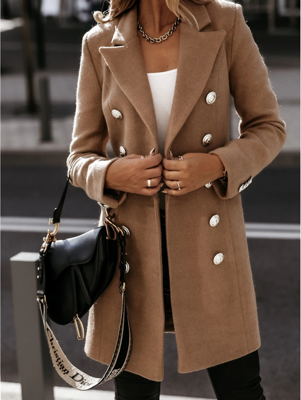 Long-sleeved Suit Collar Double-breasted Coat Coat Women