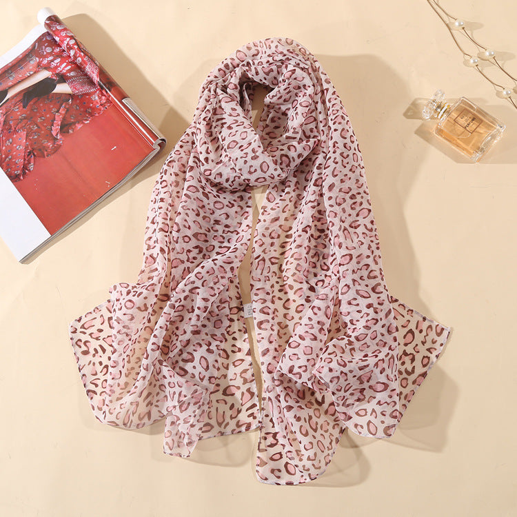 Leopard Chiffon Scarf Ladies Thin Shawl