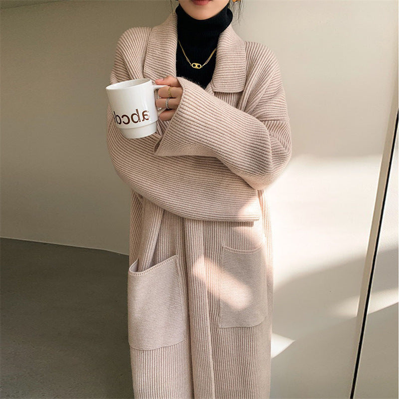 Long Thickened Sweater Women's Coat Loose Knitted Cardigan