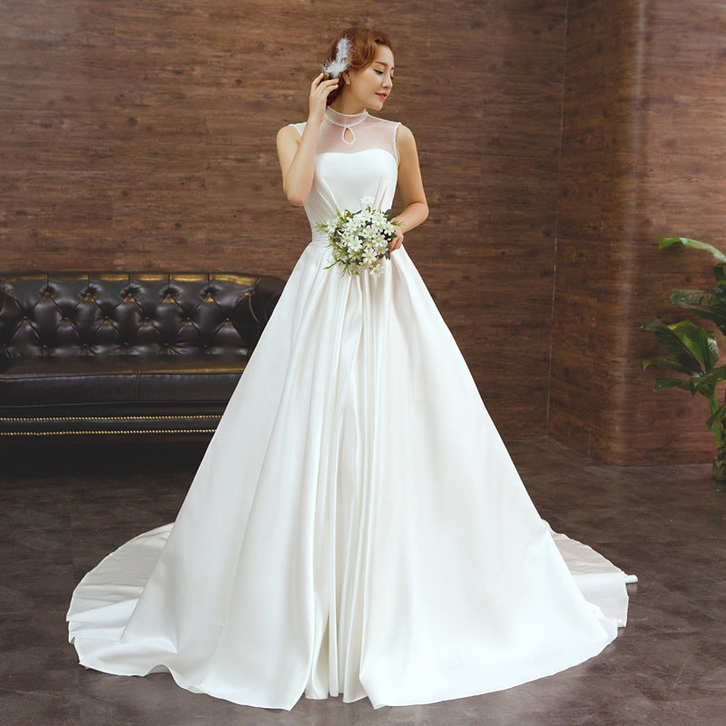 Wedding Dress Bride Married Korean Version Of The Satin Big Tail Studio Wedding Dress