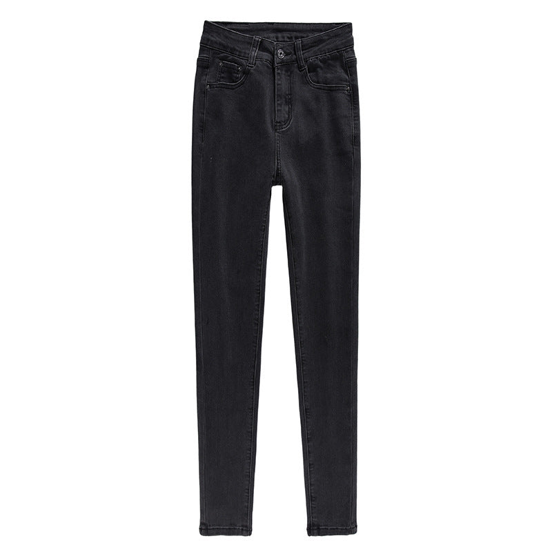 Schwarze Slim-Jeans mit hoher Taille für Damen