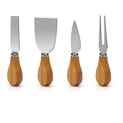 Bamboo Cheese Plate Set with Cheese Knife - Mallora Shop