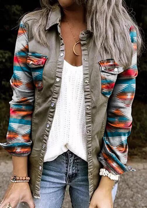 Woman Street Hipster Plaid Single-breasted Lapel Cardigan Shirt